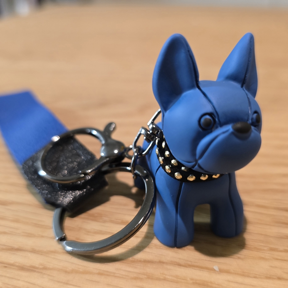 Cute Resin French Bulldog Keychain Charm Purse Charm - Blue
